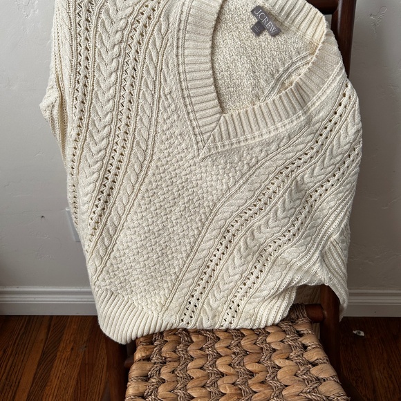 J. Crew Size Large 100% Cotton Cable Knit Sweater - Picture 1 of 4